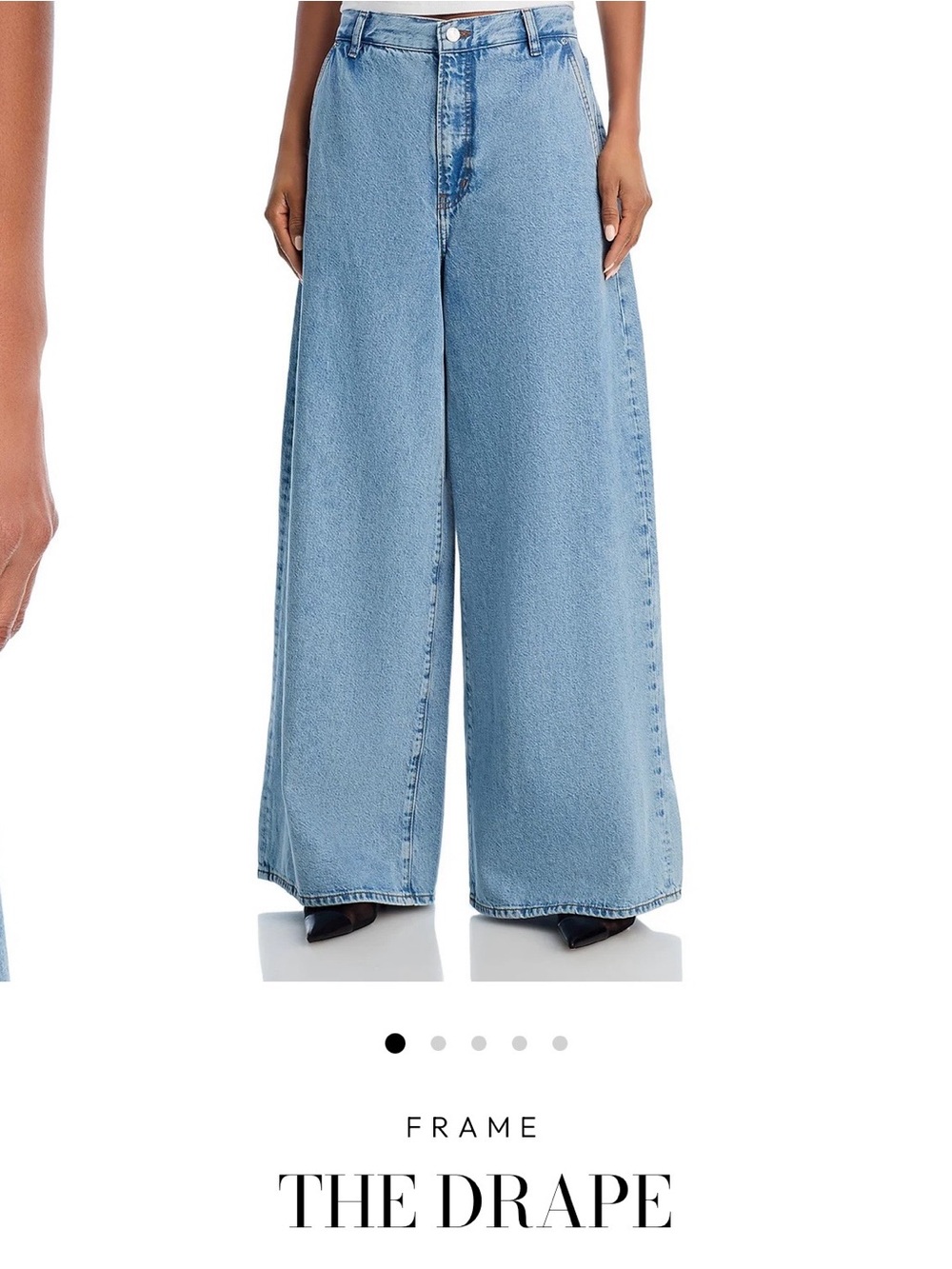 Frame Denim Wide-Leg High-Rise Jeans in Light Blue
